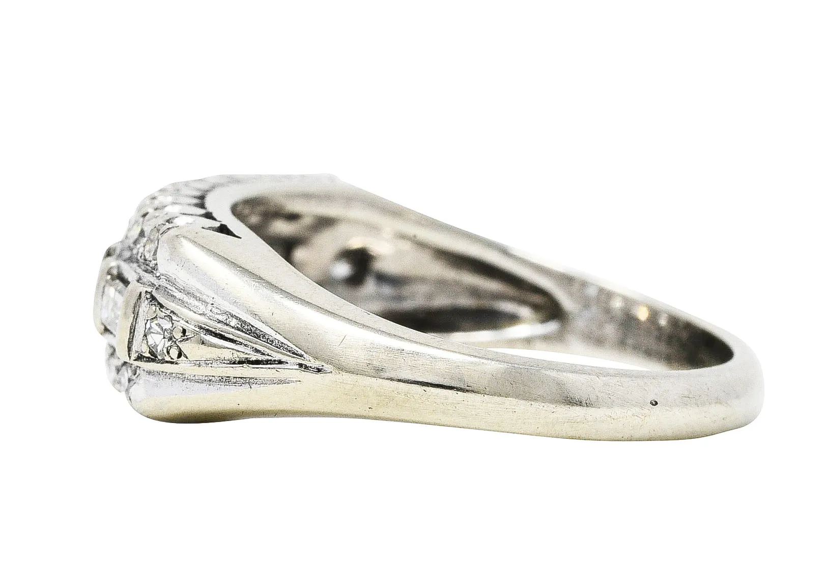 Mid-Century 0.60 CTW Diamond 14 Karat White Gold Fishtail Band Ring