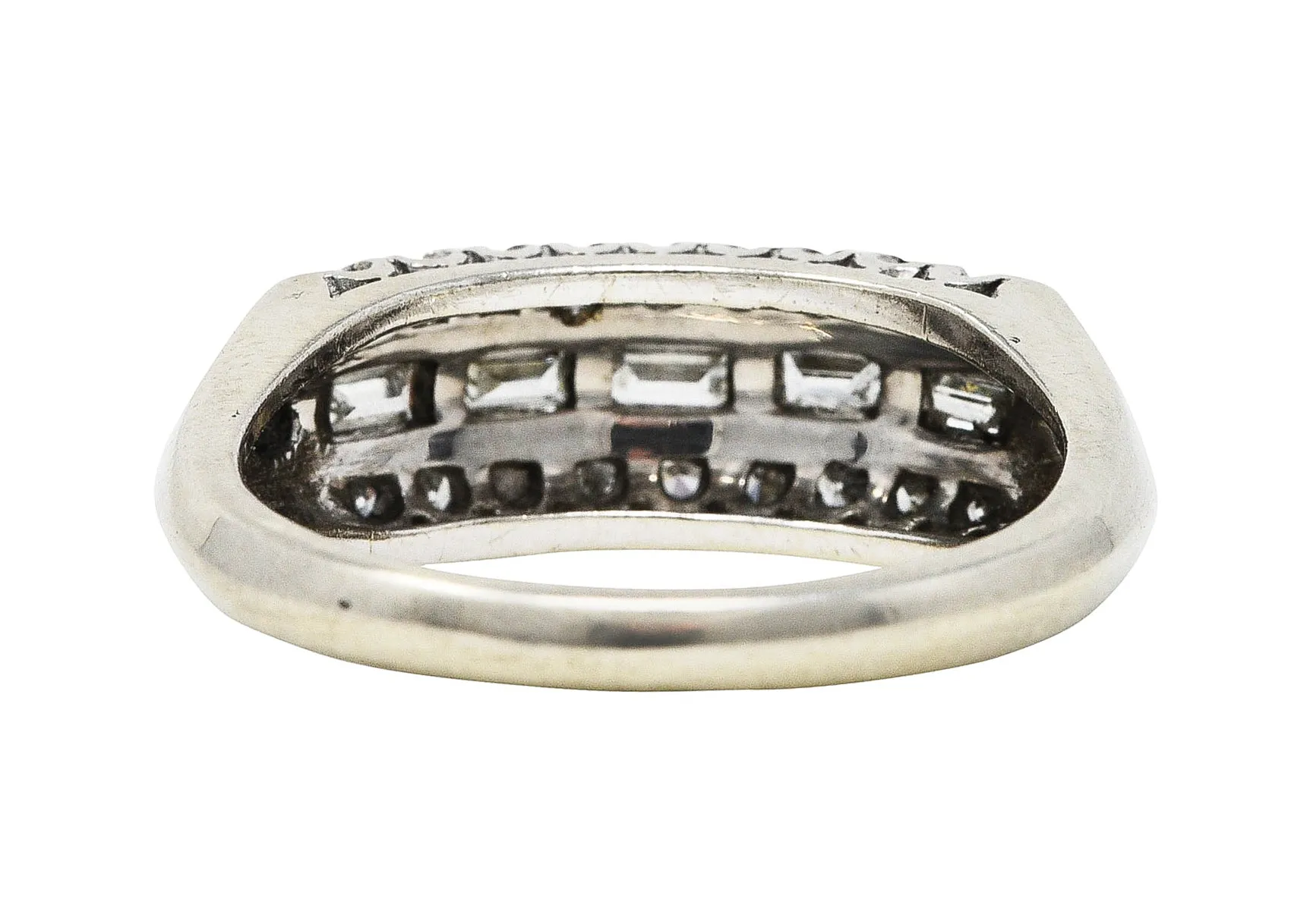 Mid-Century 0.60 CTW Diamond 14 Karat White Gold Fishtail Band Ring
