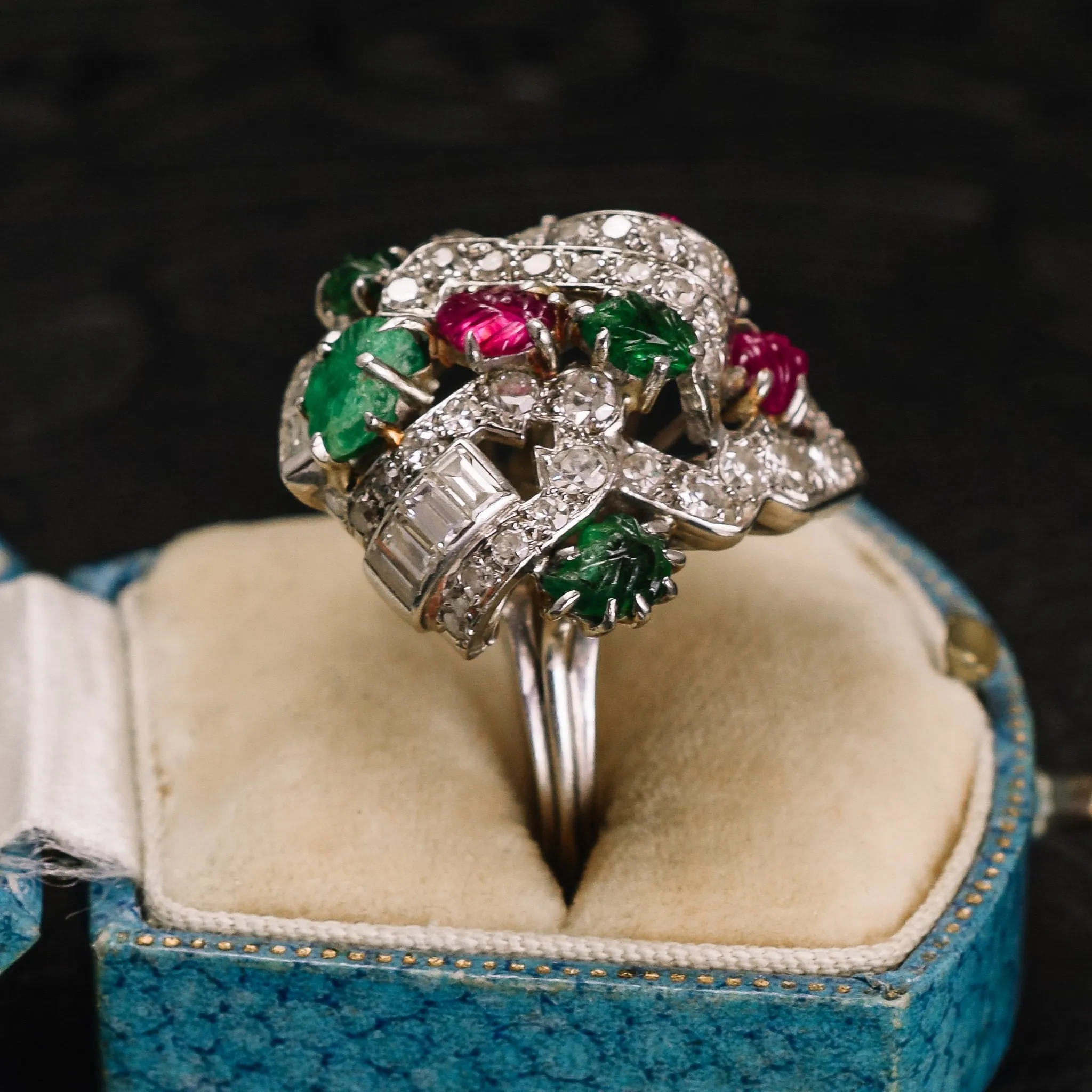 Mid-Century Diamond, Ruby & Emerald "Tutti Fruity" Ring