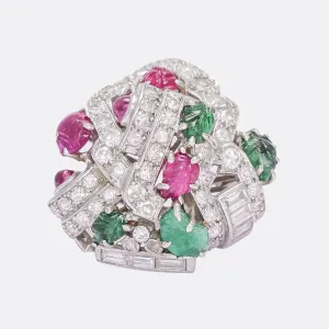 Mid-Century Diamond, Ruby & Emerald "Tutti Fruity" Ring
