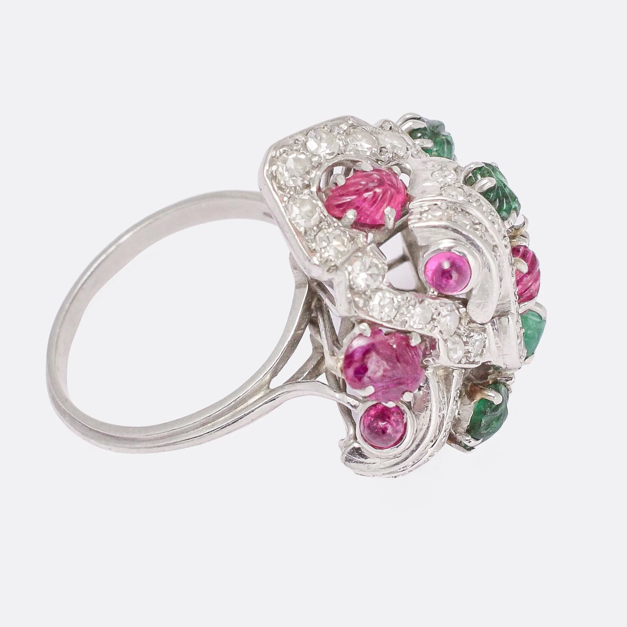 Mid-Century Diamond, Ruby & Emerald "Tutti Fruity" Ring