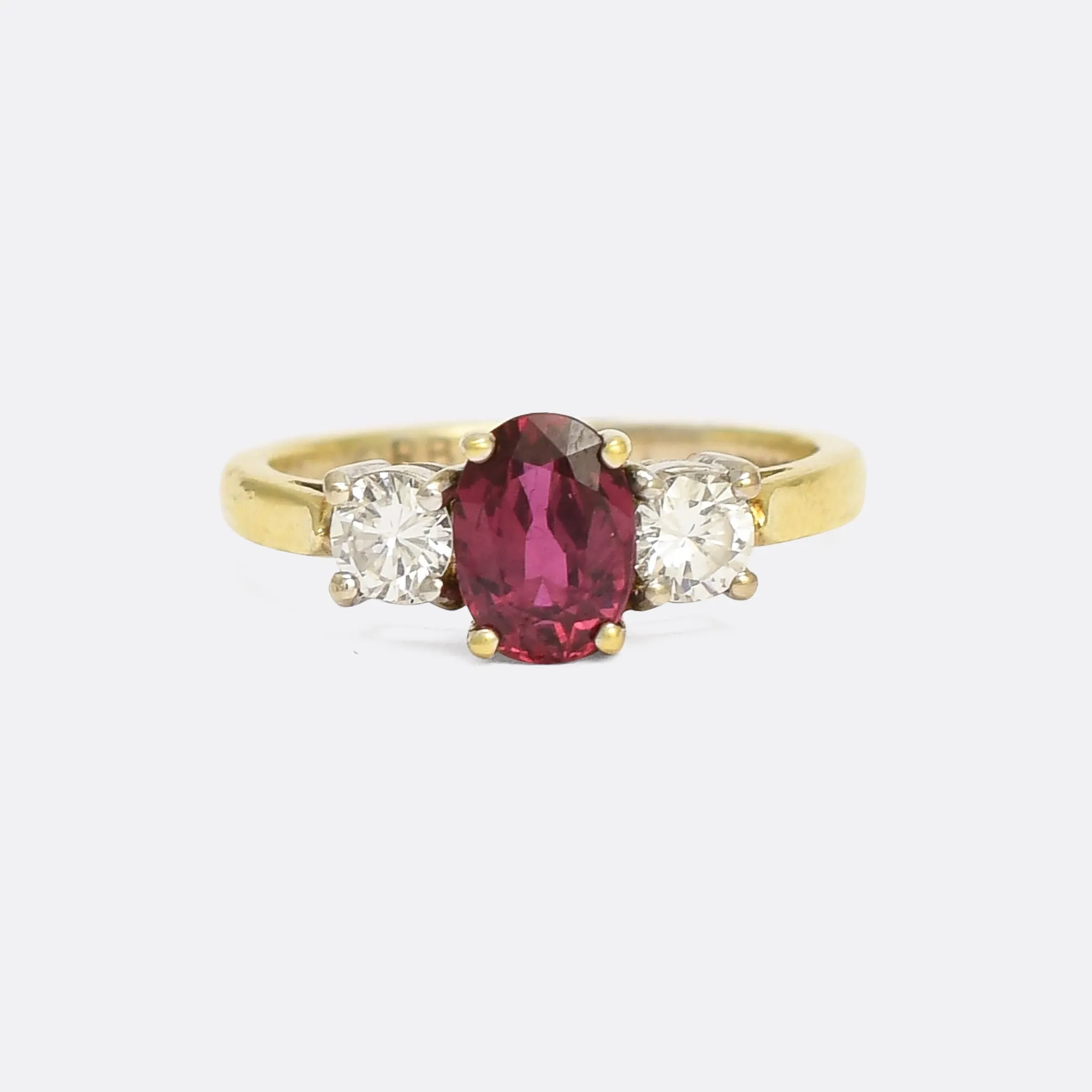 Mid Century Ruby & Diamond Trilogy Ring