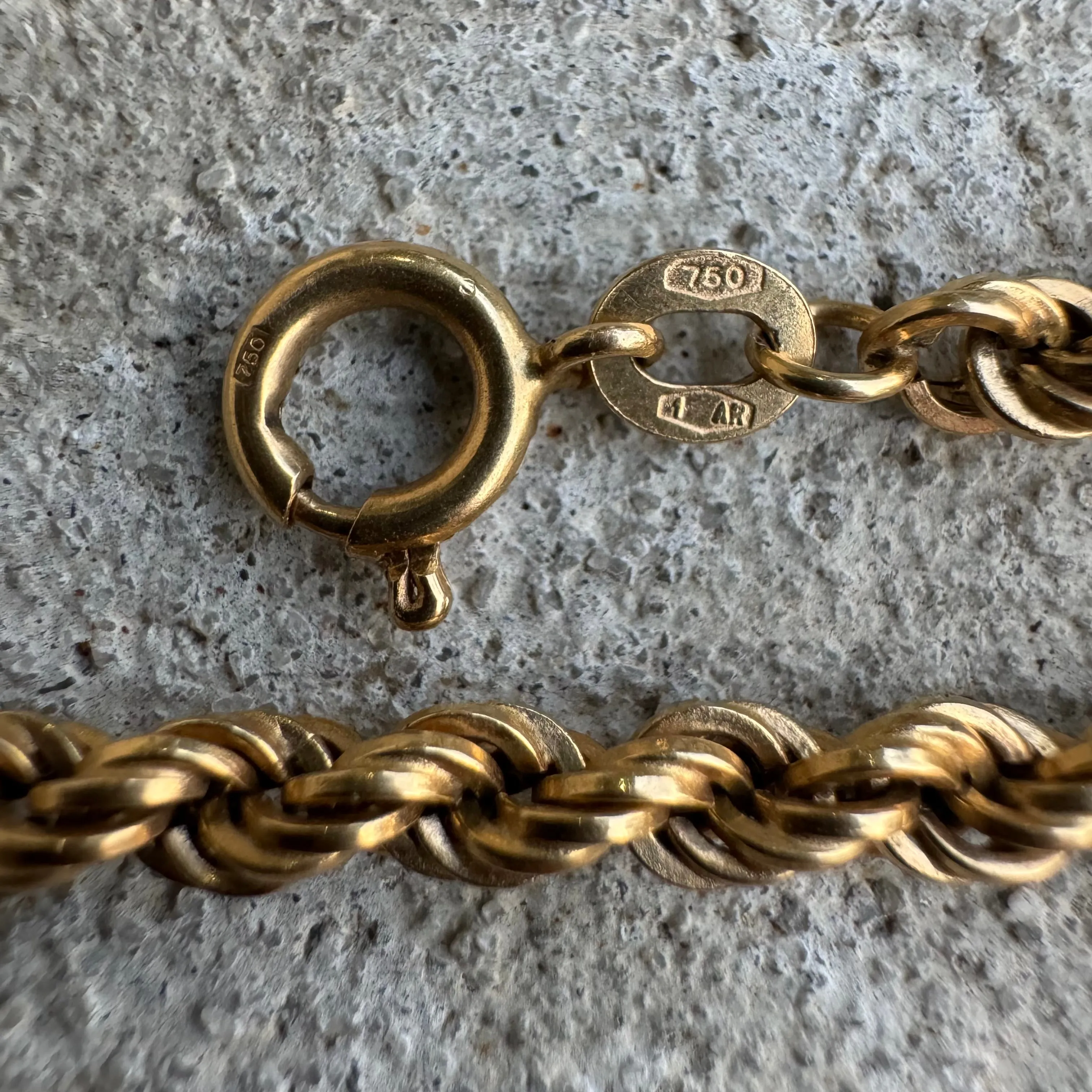 Mid-Century UnoAErre 18k Italian Yellow Gold Chunky Rope Chain Necklace (24”)
