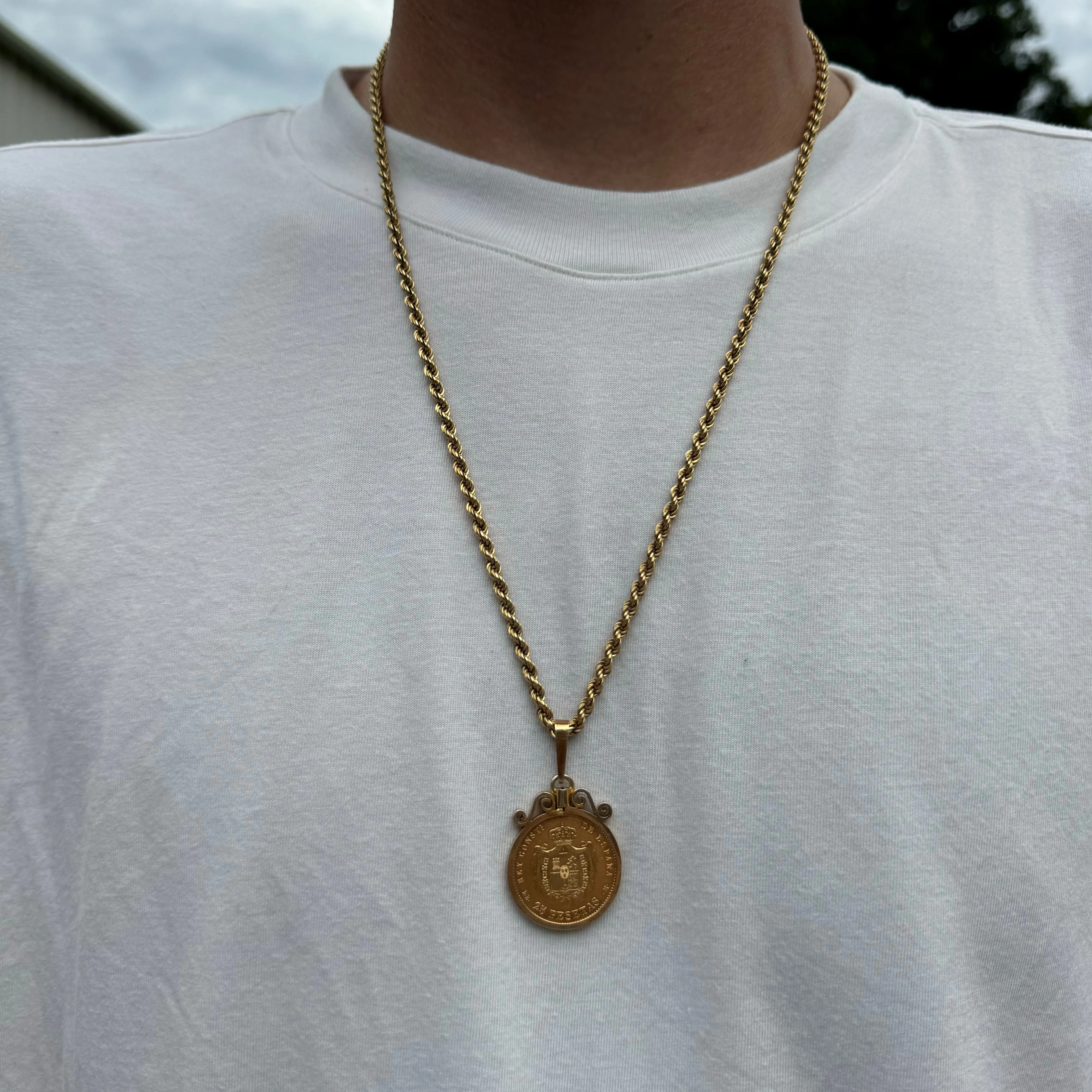 Mid-Century UnoAErre 18k Italian Yellow Gold Chunky Rope Chain Necklace (24”)