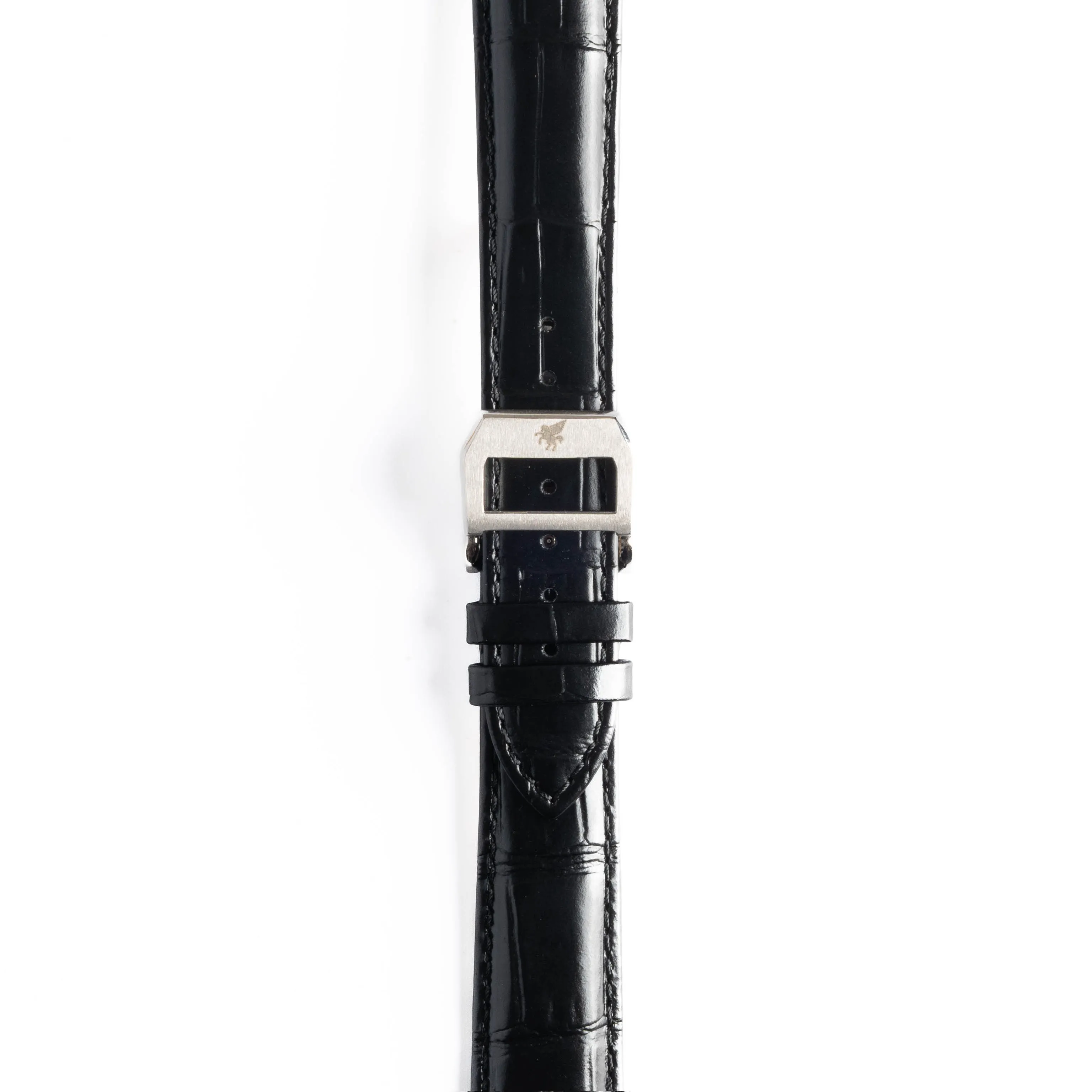 Midnight Black Crocodile Pattern Leather Strap
