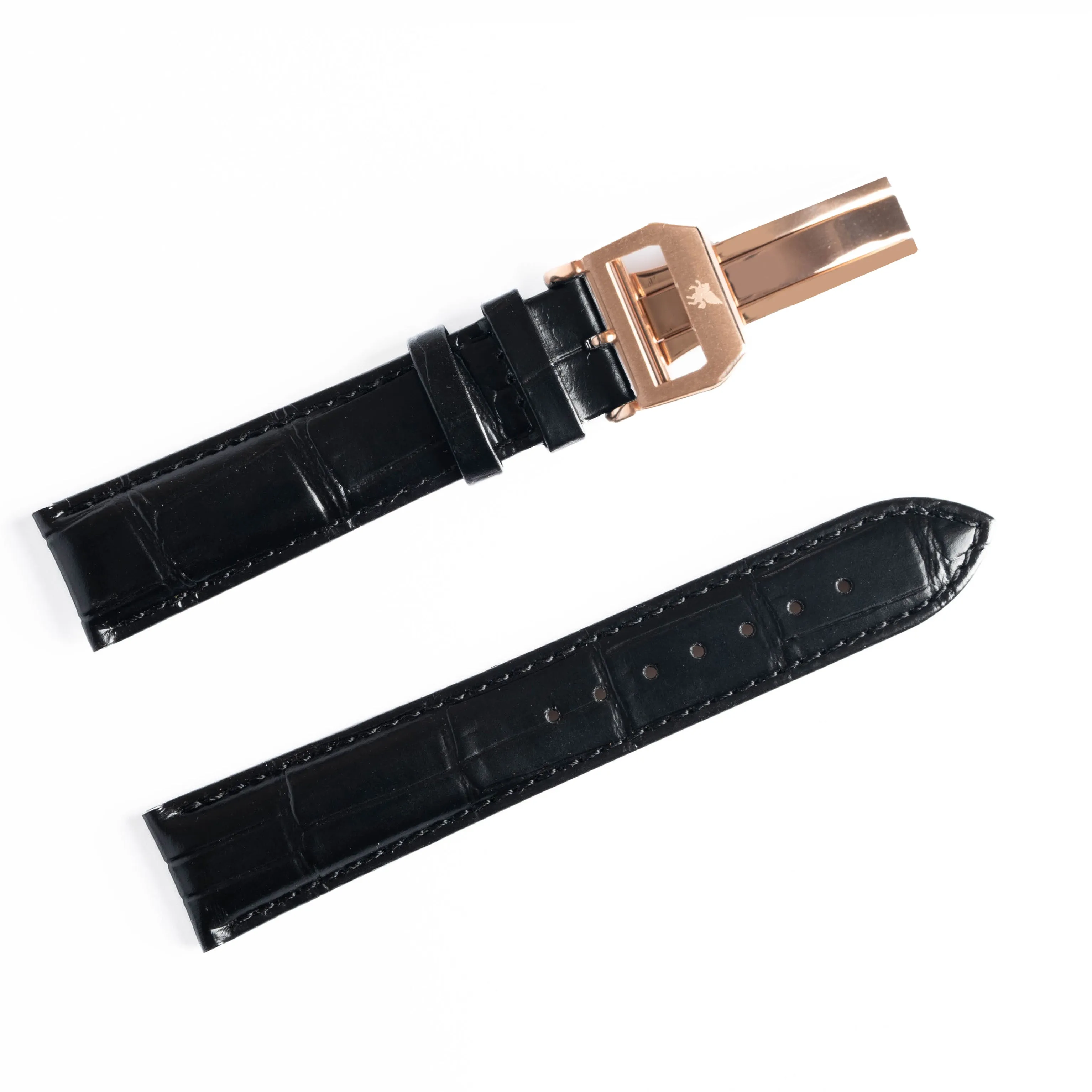 Midnight Black Crocodile Pattern Leather Strap