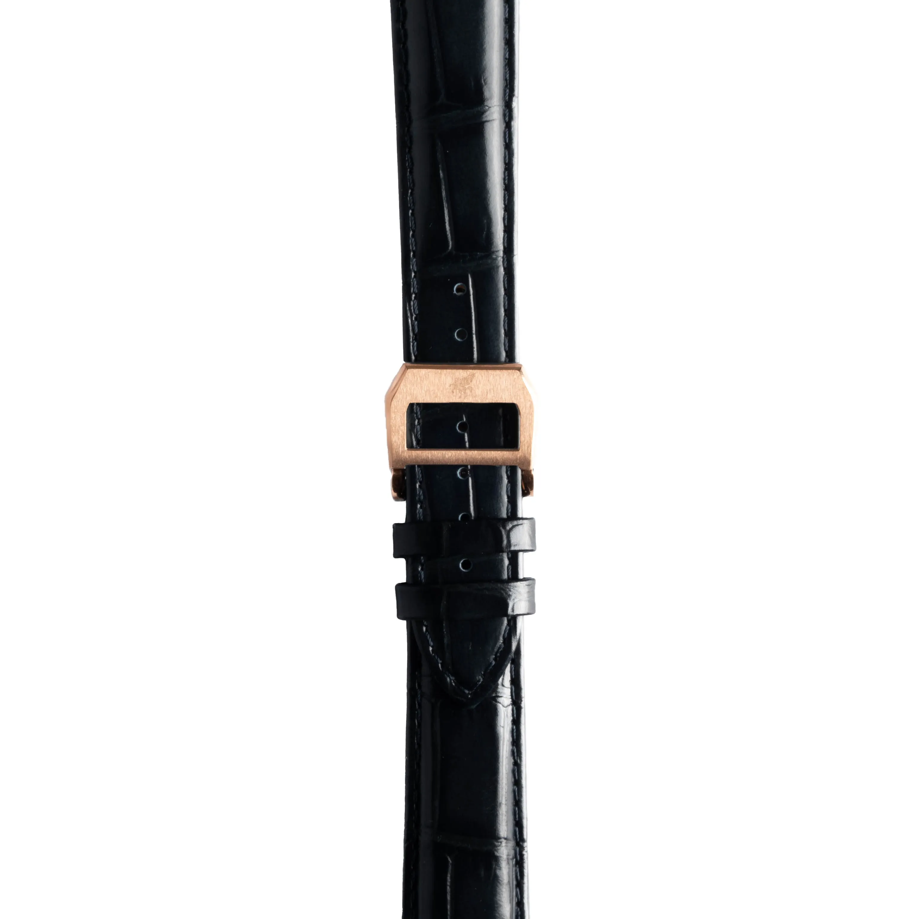 Midnight Black Crocodile Pattern Leather Strap