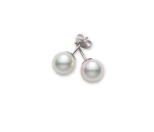 Mikimoto 18K White Gold Akoya A  Stud Earrings