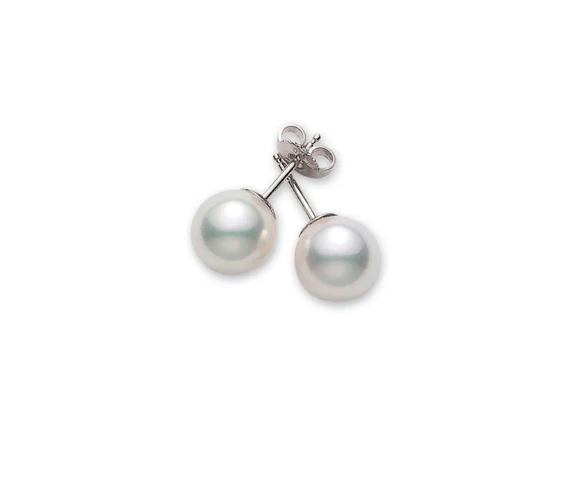 Mikimoto 18K White Gold Akoya A  Stud Earrings