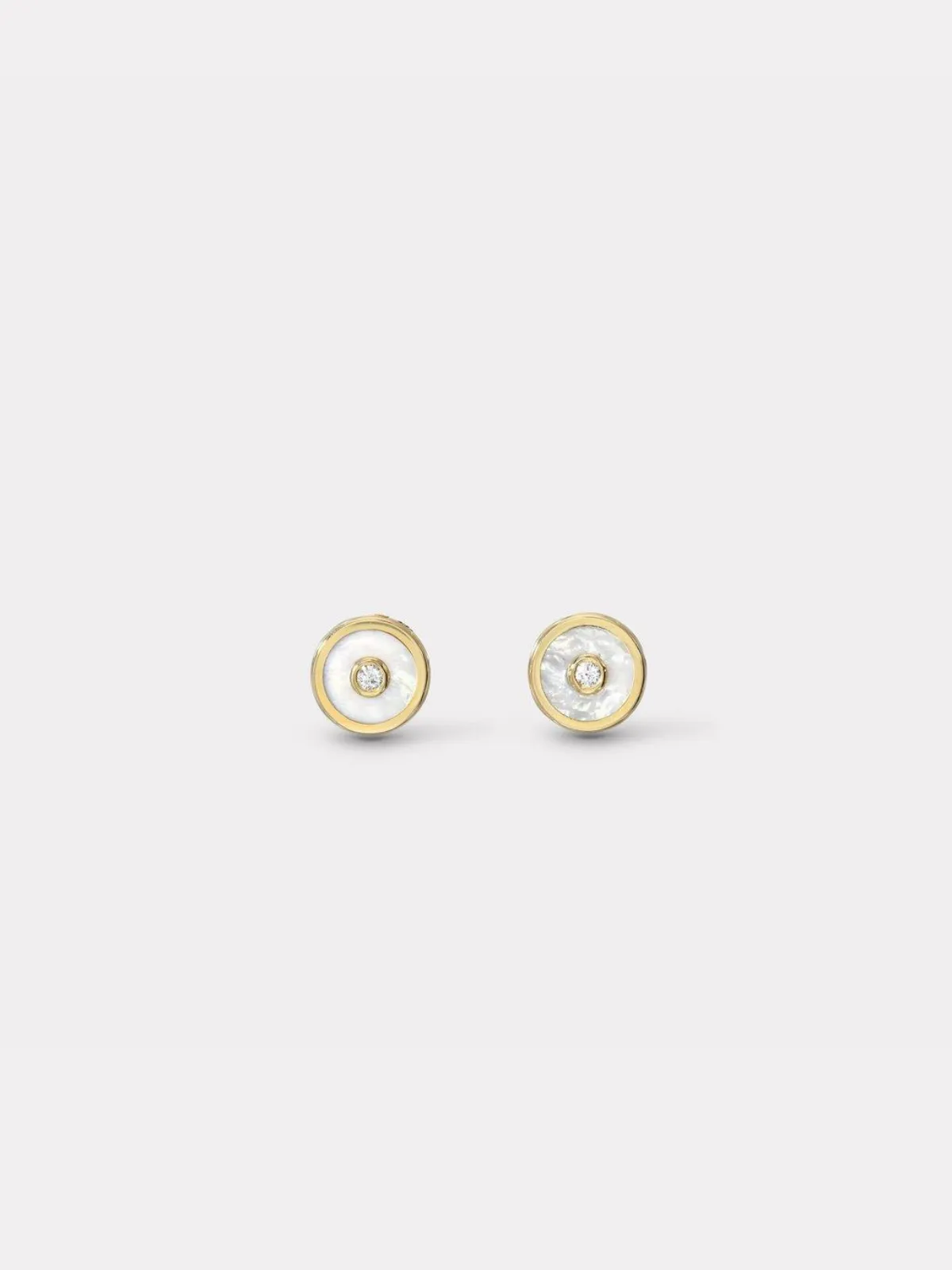Mini Compass Stud Earrings - Mother of Pearl