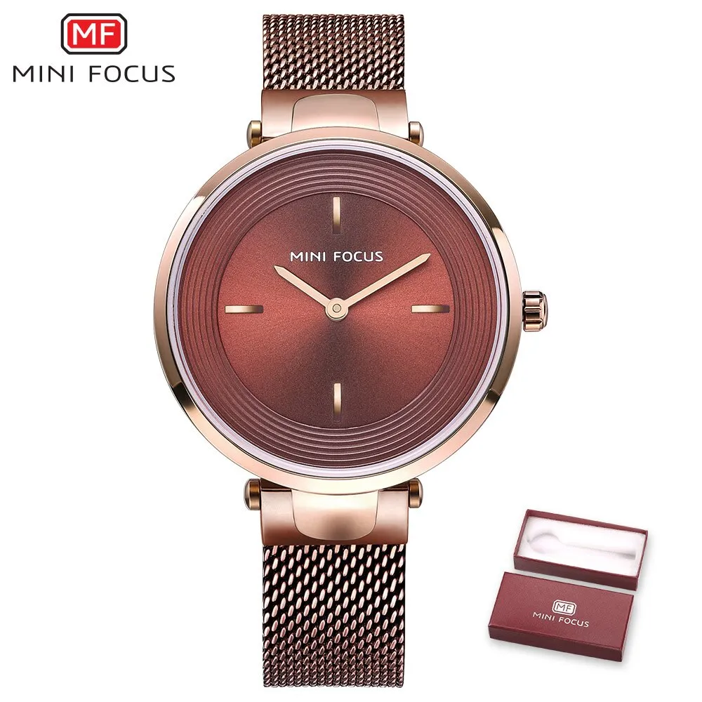 MINI FOCUS Wrist Watch Women Fashion Steel Quartz Watches Ladies Clock Relogio Feminino Ultra thin Dial Creative Ladies Watches