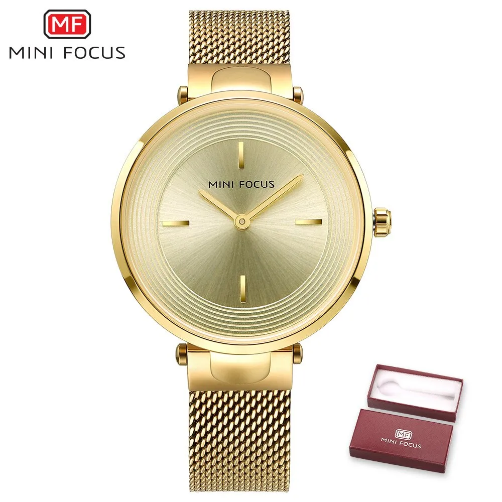 MINI FOCUS Wrist Watch Women Fashion Steel Quartz Watches Ladies Clock Relogio Feminino Ultra thin Dial Creative Ladies Watches