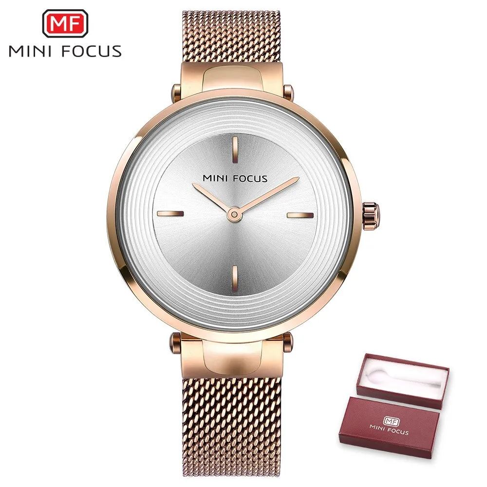 MINI FOCUS Wrist Watch Women Fashion Steel Quartz Watches Ladies Clock Relogio Feminino Ultra thin Dial Creative Ladies Watches