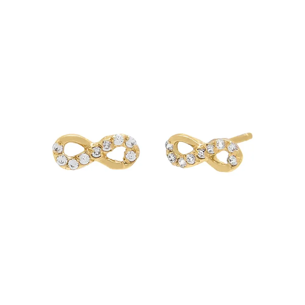 Mini Pavé x Solid Infinity Stud Earring 14K