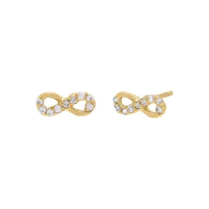 Mini Pavé x Solid Infinity Stud Earring 14K