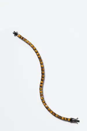 Mini Tile Tennis Bracelet - Tiger's Eye