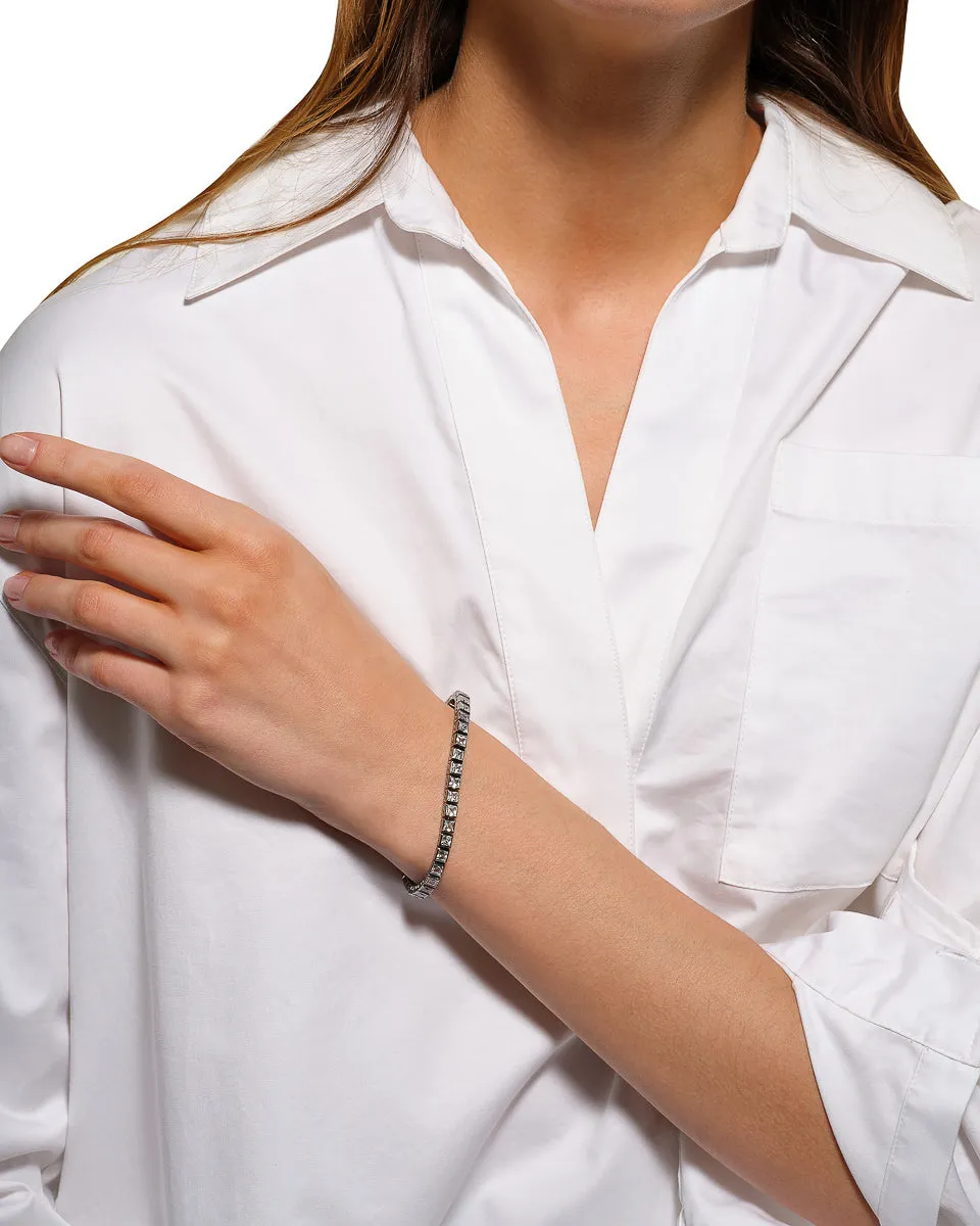 Mini Tile Tennis Bracelet - White Zircon