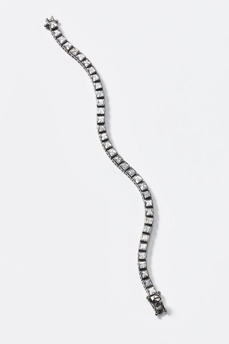 Mini Tile Tennis Bracelet - White Zircon