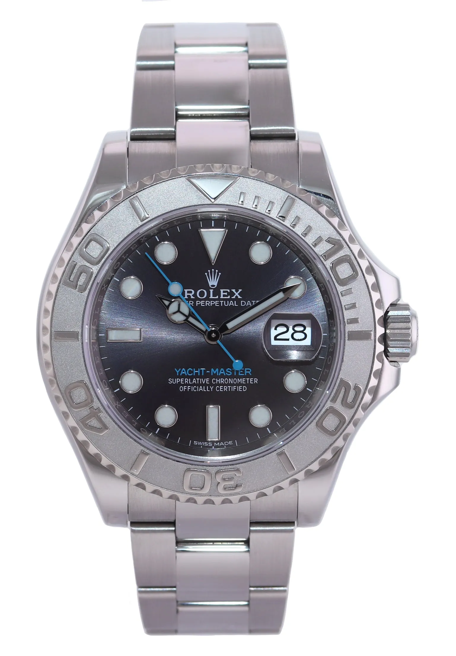 MINT 2018 PAPERS Rolex Yacht-Master 116622 Rhodium Steel Platinum Blue 40mm Watch