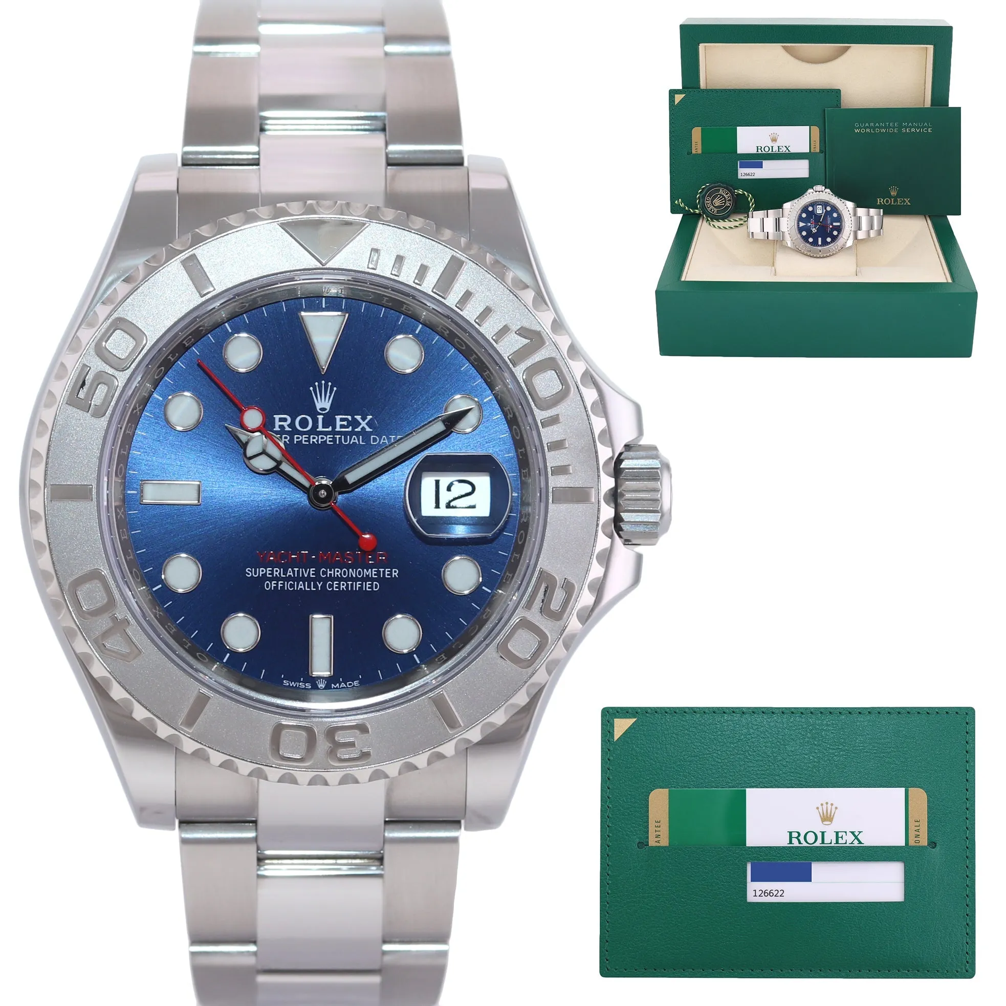 MINT 2020 PAPERS Rolex Yacht-Master 126622 Steel Platinum Blue Dial Watch Box