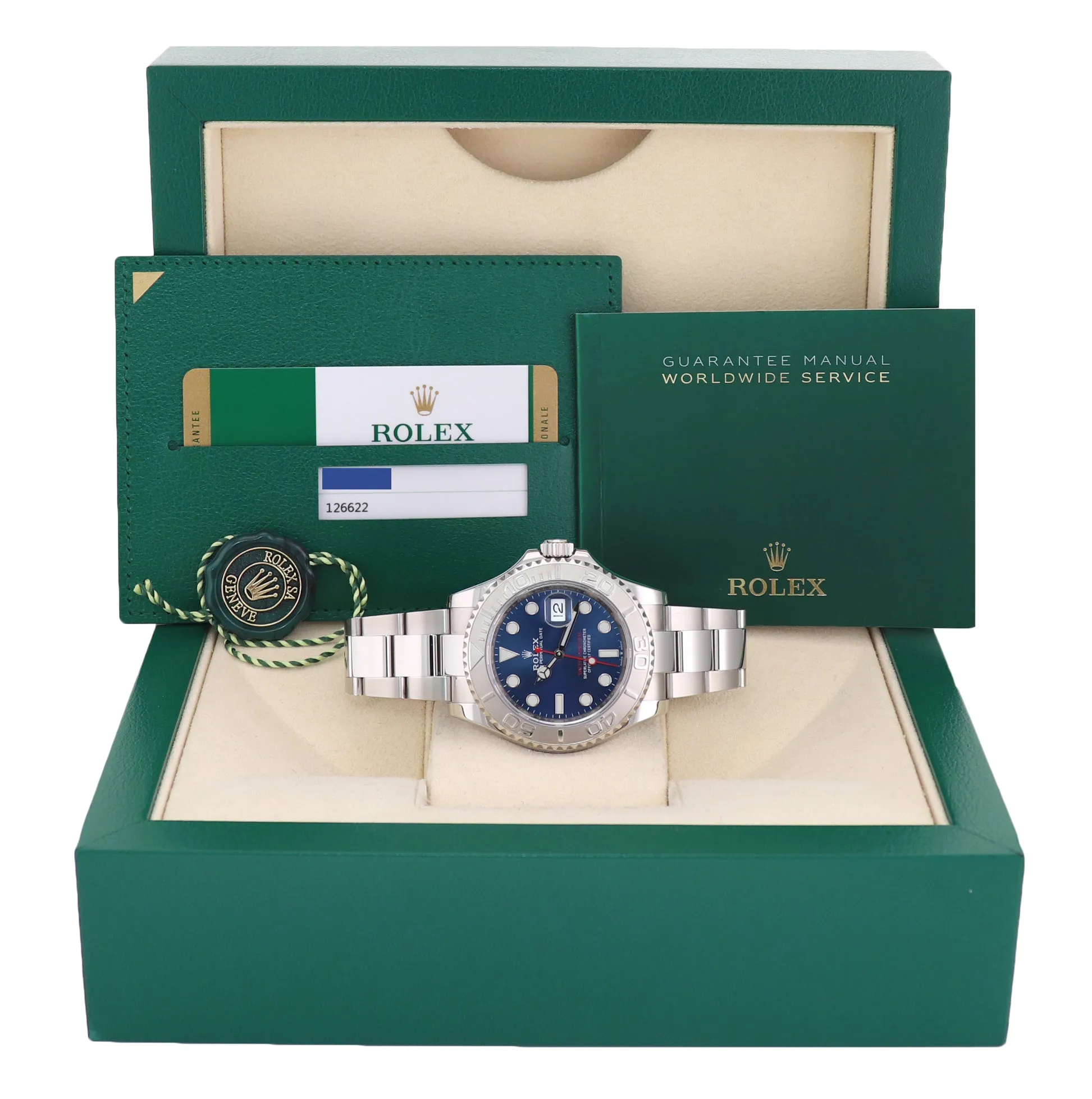 MINT 2020 PAPERS Rolex Yacht-Master 126622 Steel Platinum Blue Dial Watch Box