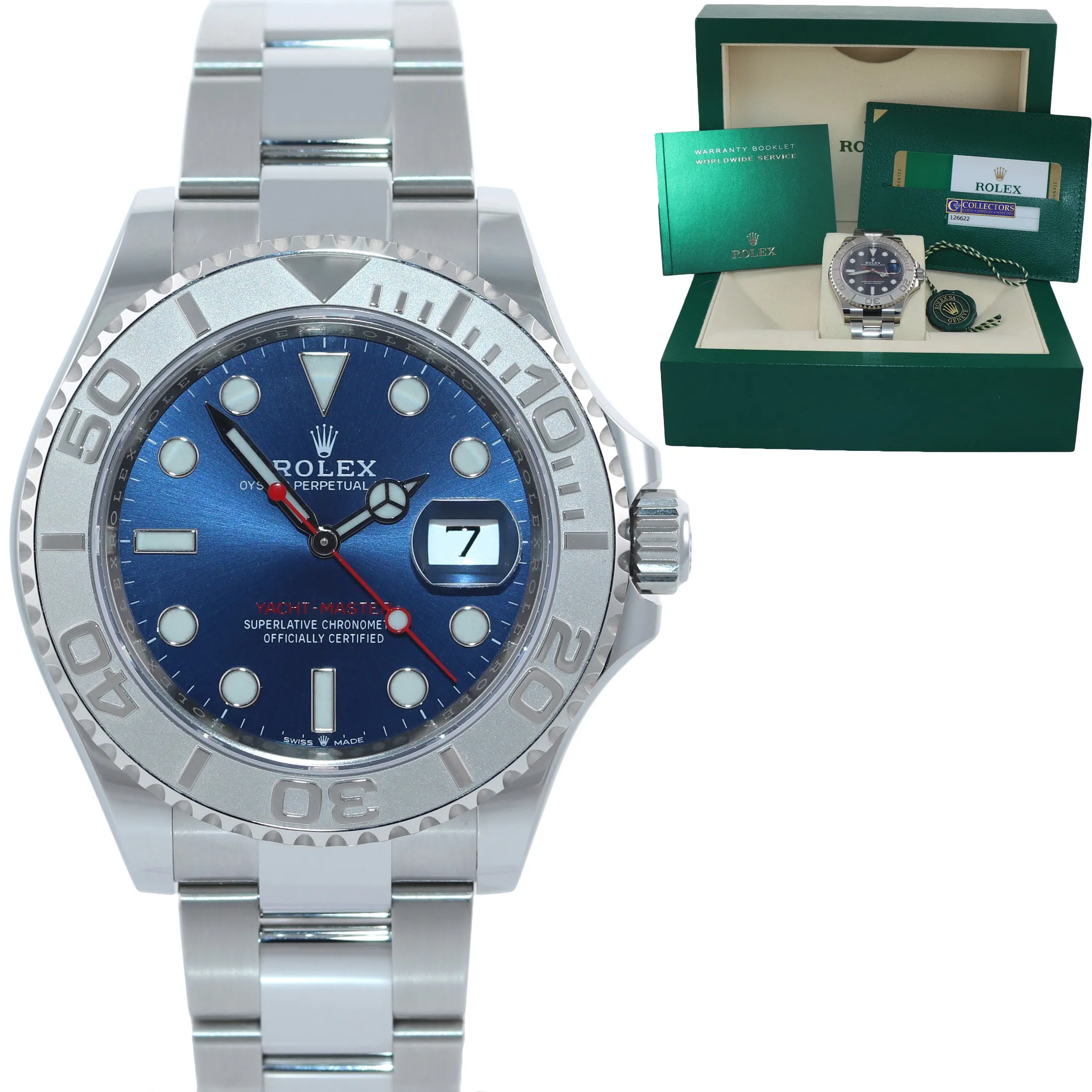 MINT 2020 PAPERS Rolex Yacht-Master 126622 Steel Platinum Blue Watch Box