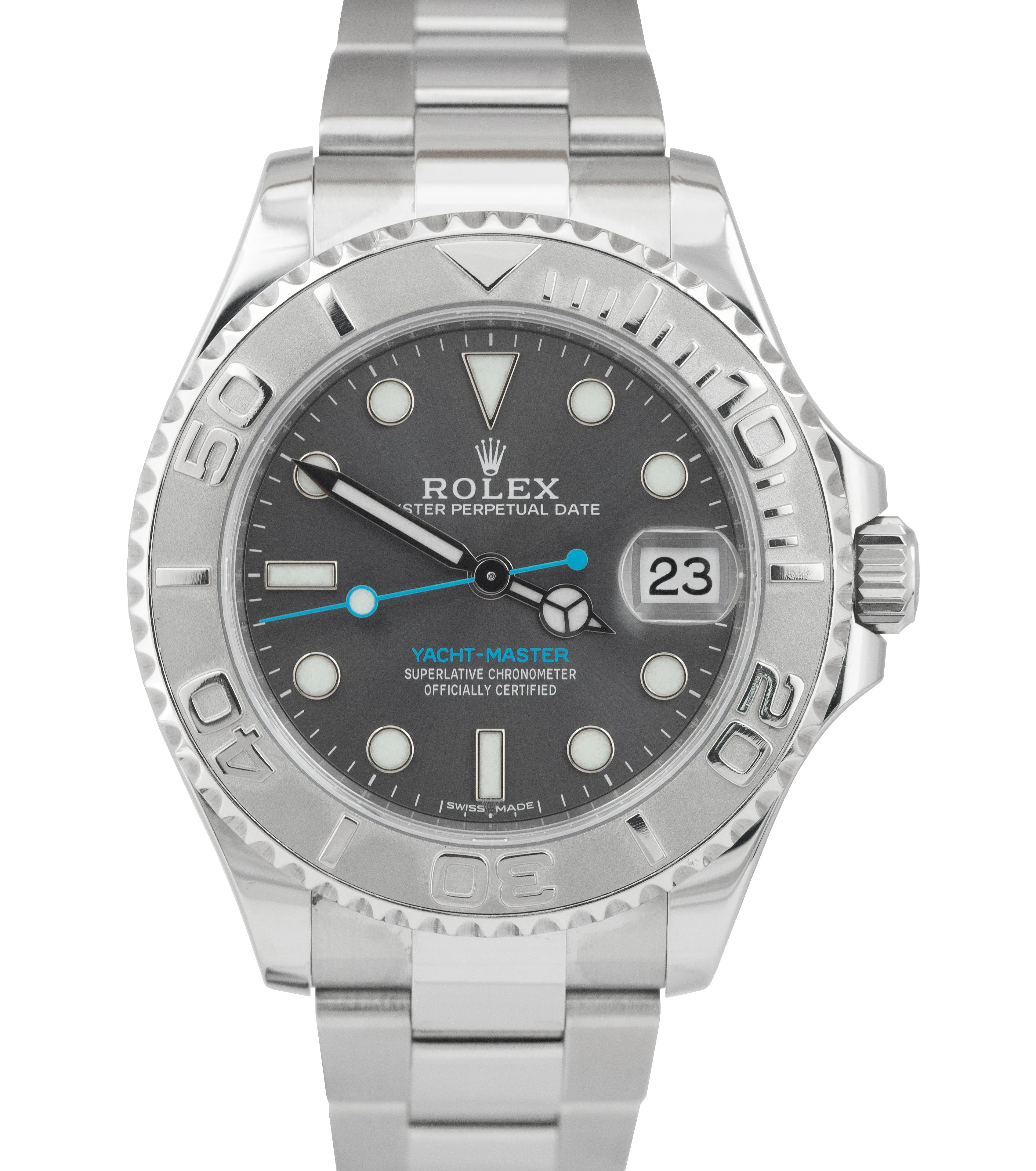 MINT Rolex Yacht-Master Midsize Stainless Steel Rhodium Gray 37mm Watch 268622