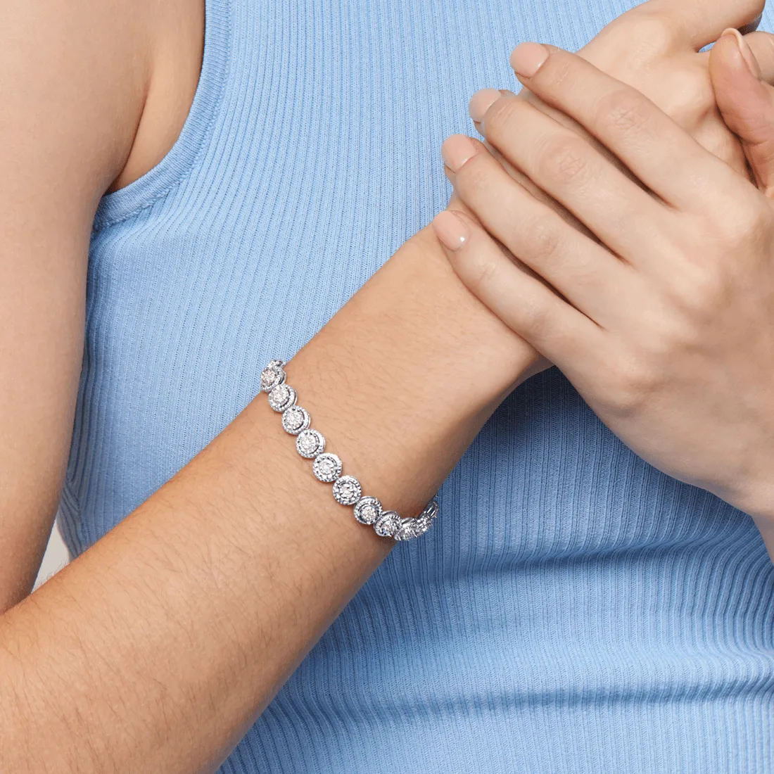 Miracle Surround Tennis Bracelet with 1/2ct of Diamonds in Sterling Silver