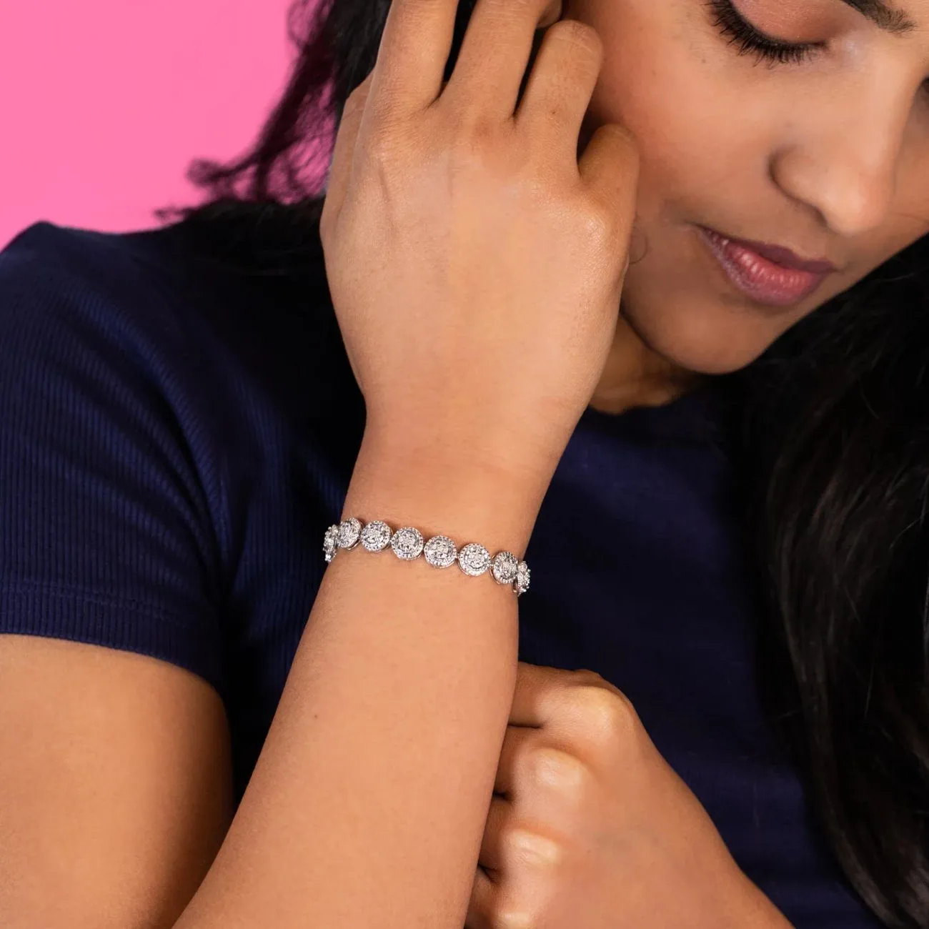 Miracle Surround Tennis Bracelet with 1/2ct of Diamonds in Sterling Silver