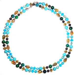 Mixed Stone and Pearl Necklace - Aqua
