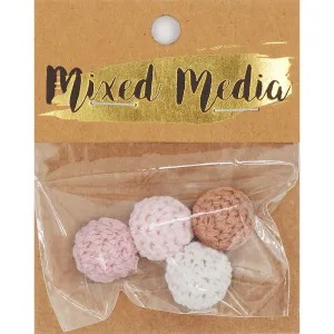 MM KNITTED BEAD 16MM PINKS 4PC
