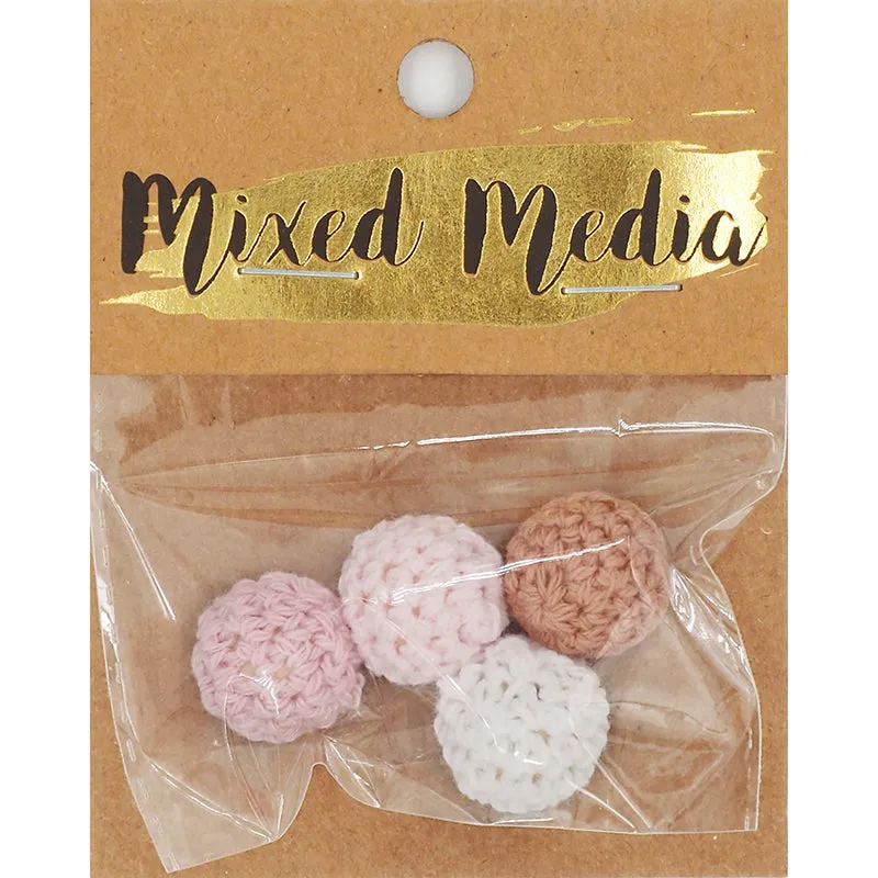 MM KNITTED BEAD 16MM PINKS 4PC