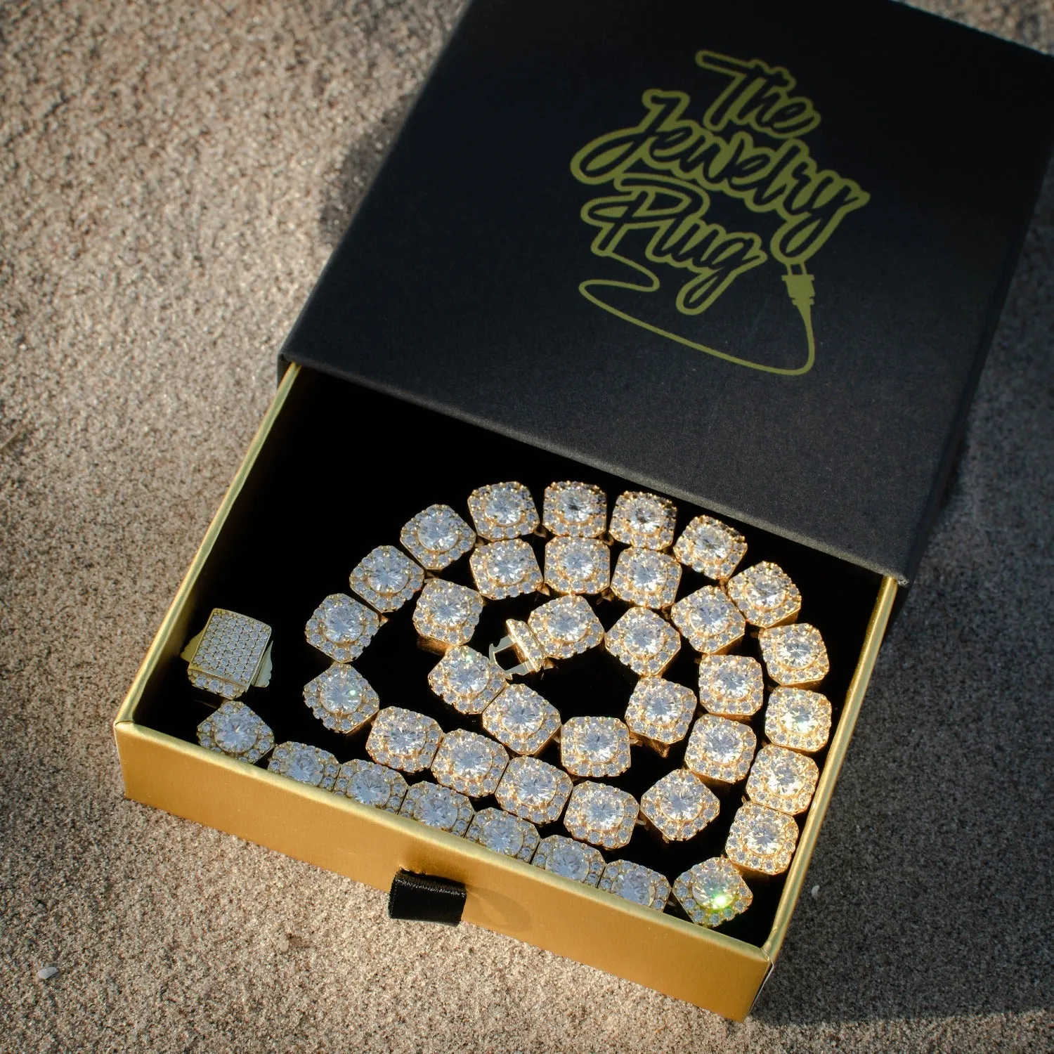 Moissanite Diamond Cluster Tennis Chain in White/Yellow Gold
