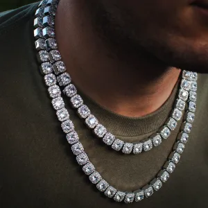 Moissanite Diamond Cluster Tennis Chain in White/Yellow Gold
