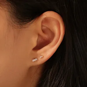 Mona - Baguette Trio White Sapphire Stud