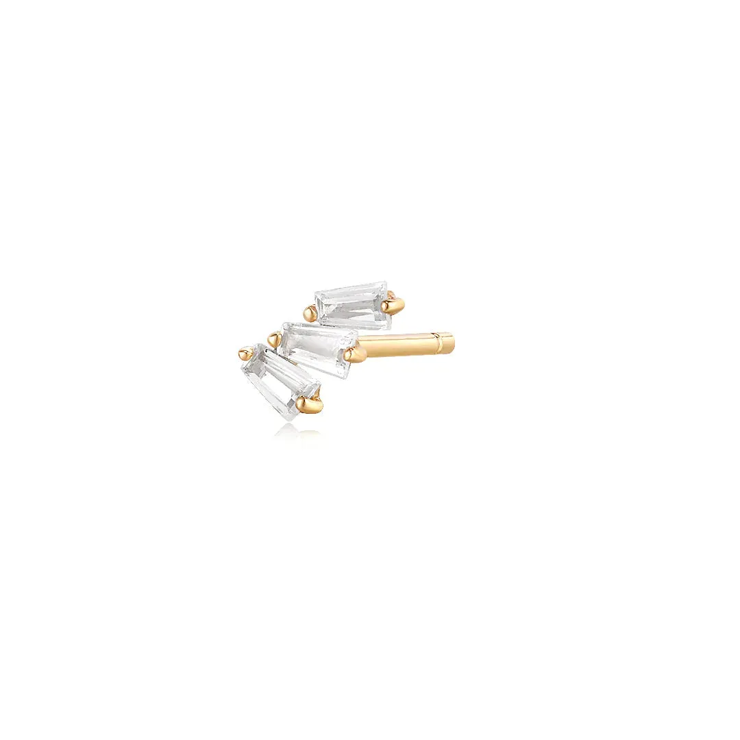 Mona - Baguette Trio White Sapphire Stud