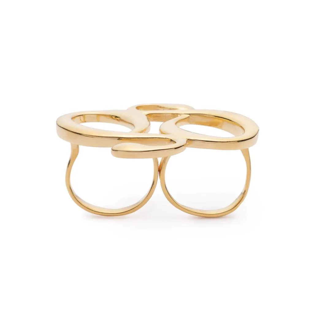 Monogram Gold Double Ring