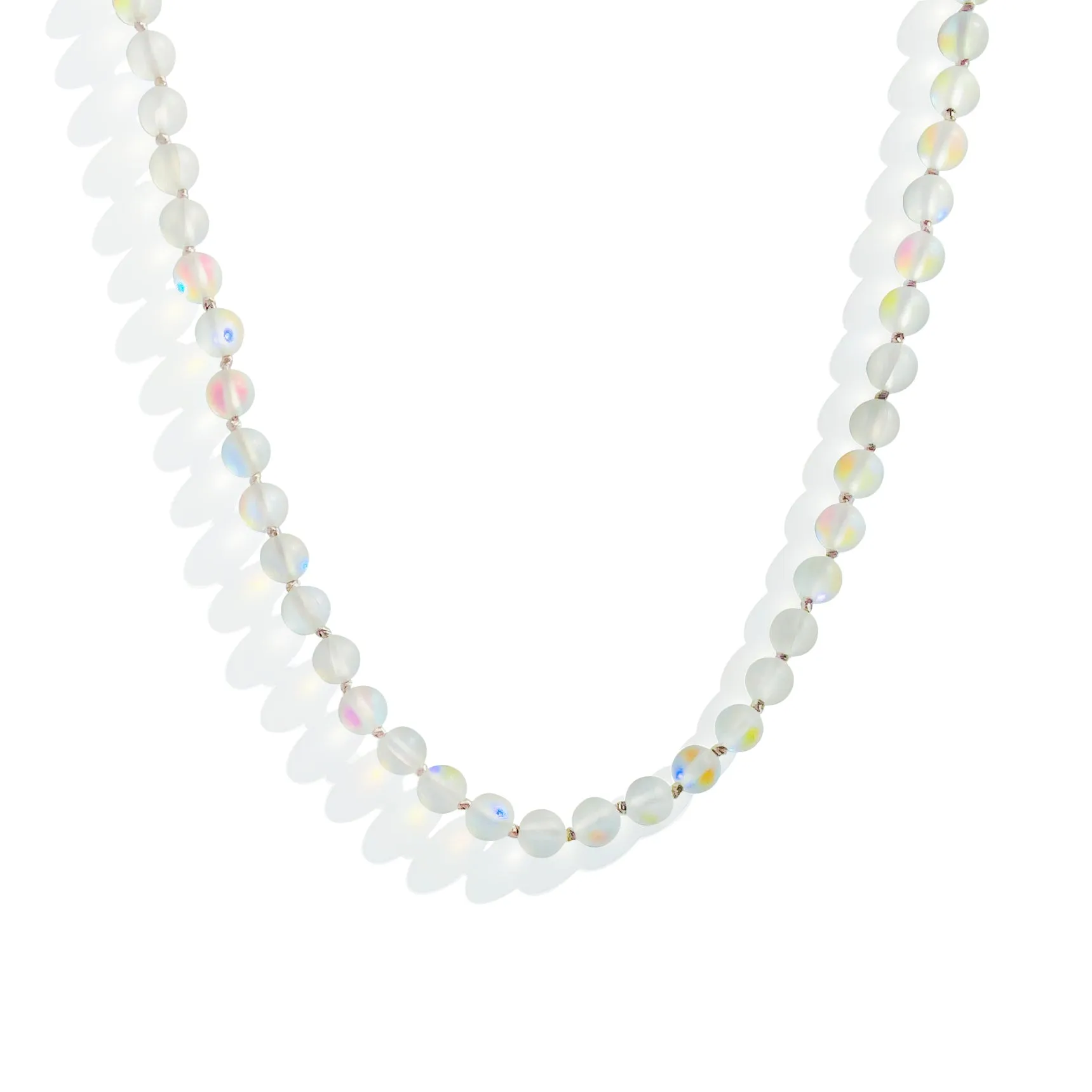 Moon Bead Necklace - Magic White Quartz