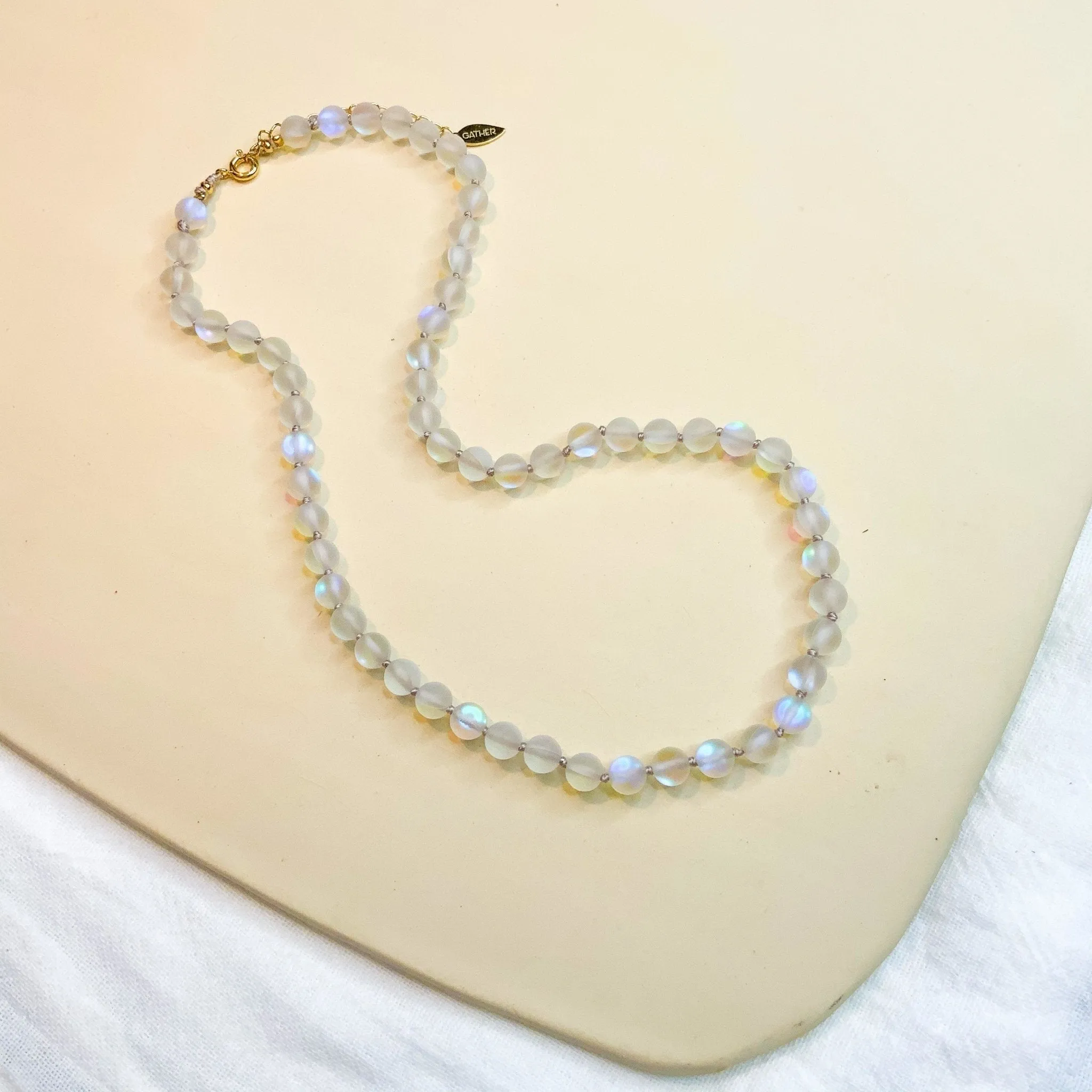 Moon Bead Necklace - Magic White Quartz