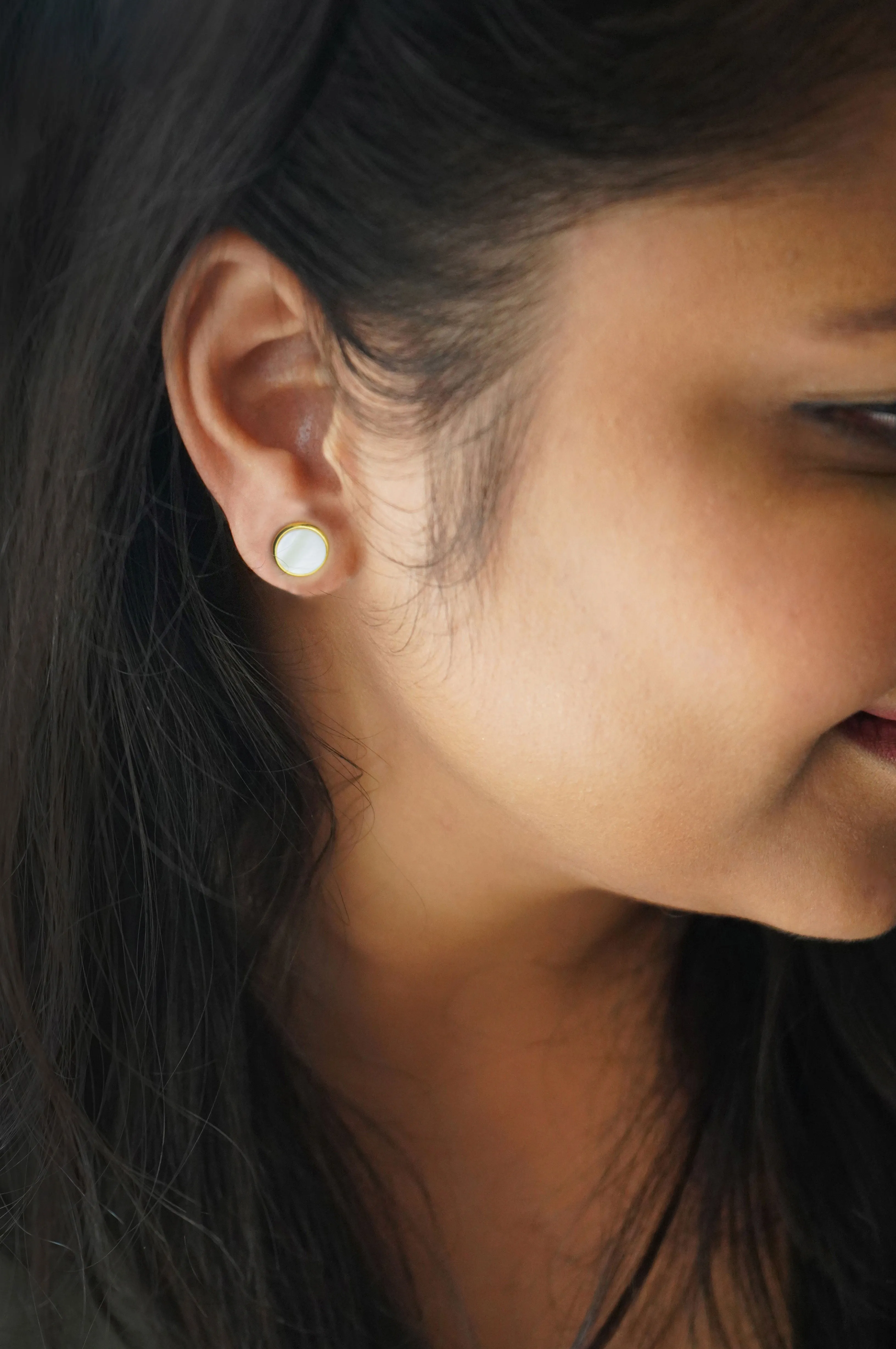 Mother Of Pearl Gold Plated Sterling Silver Stud Earrings