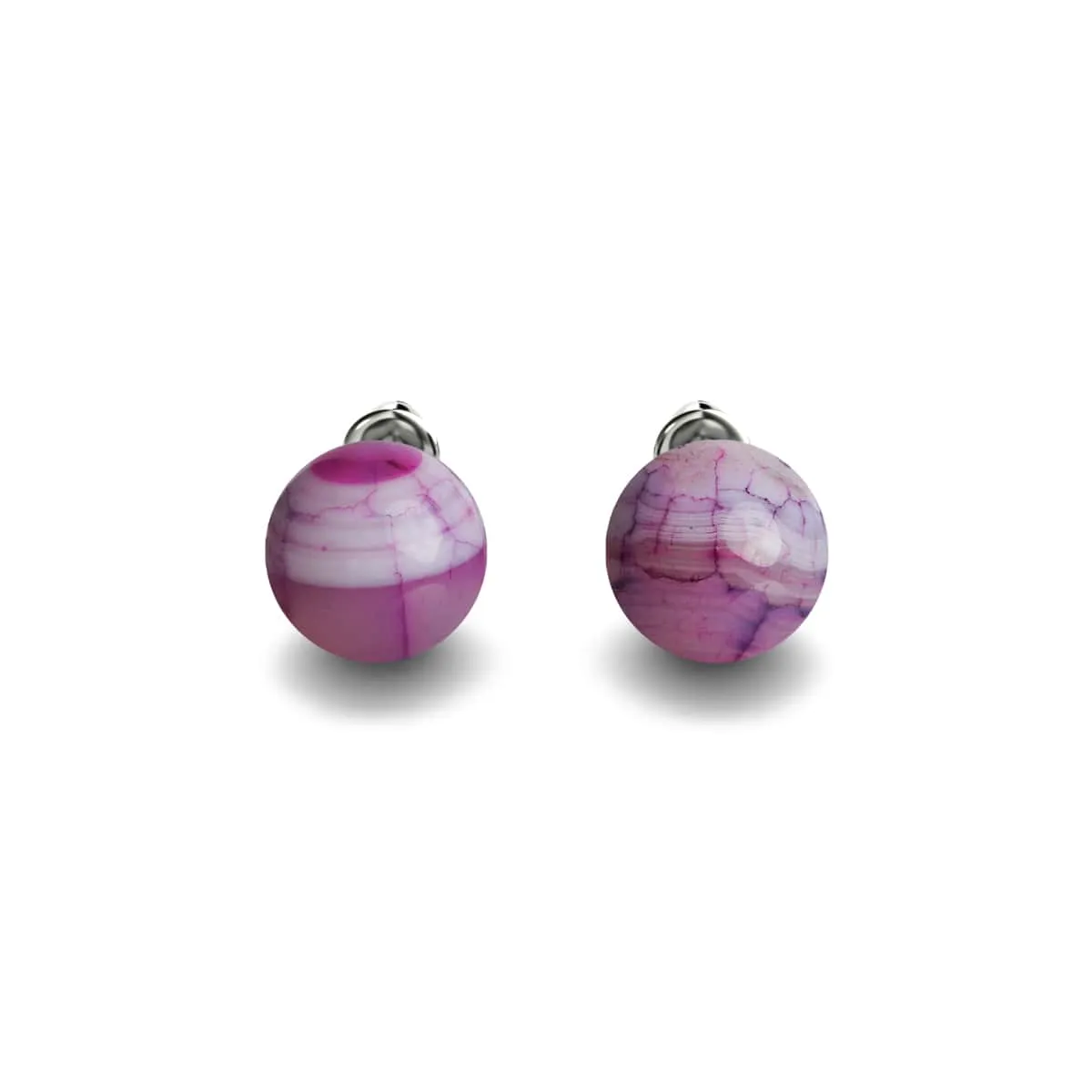 Mulberry Agate | .925 Sterling Silver | Gemstone Stud Earrings