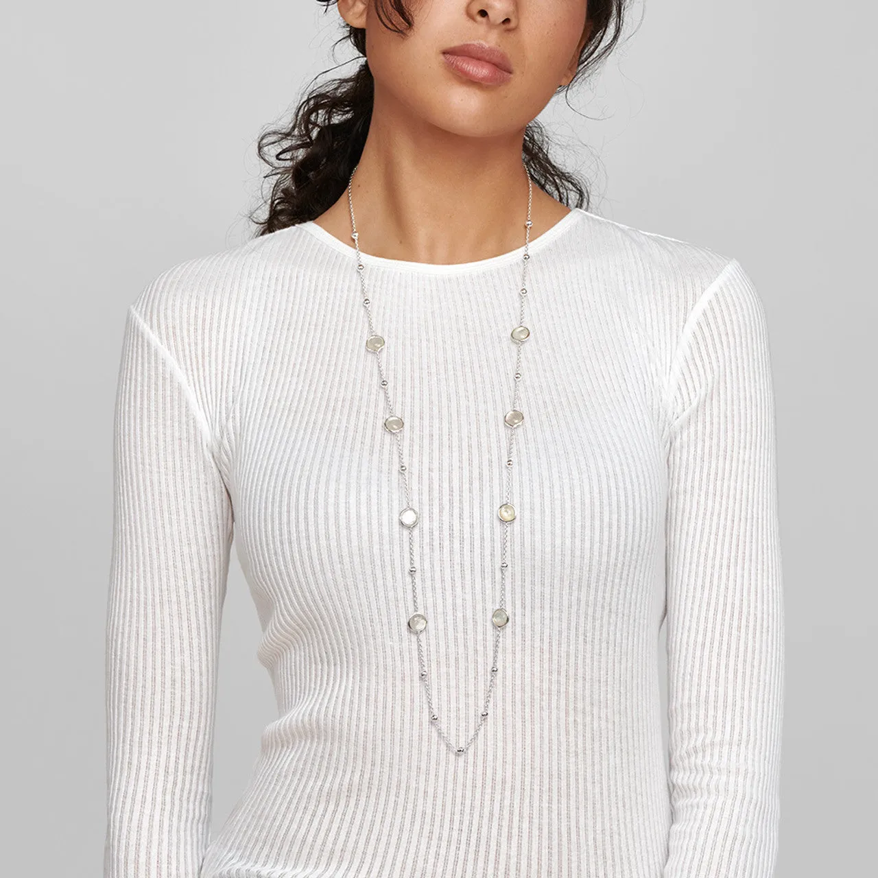 Multi Station Rock Crystal Necklace in Sterling Silver