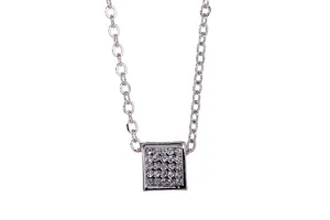 N7198 Multi-dimensional Cube Pendant with Rhodium Plated Swarovski Crystal Elements