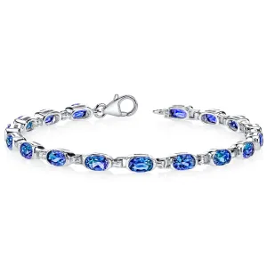 Natural Blue Cz 925 Sterling Silver Tennis Bracelet Jewelry