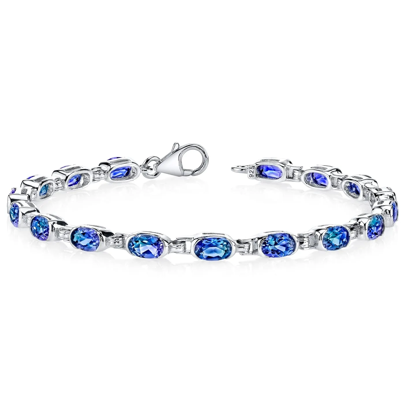 Natural Blue Cz 925 Sterling Silver Tennis Bracelet Jewelry