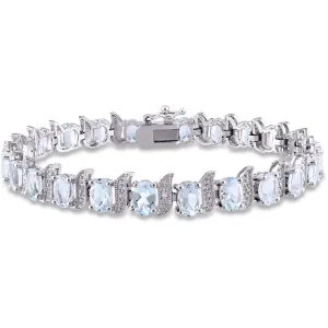 Natural Blue Topaz 925 Sterling Silver Tennis Bracelet Jewelry