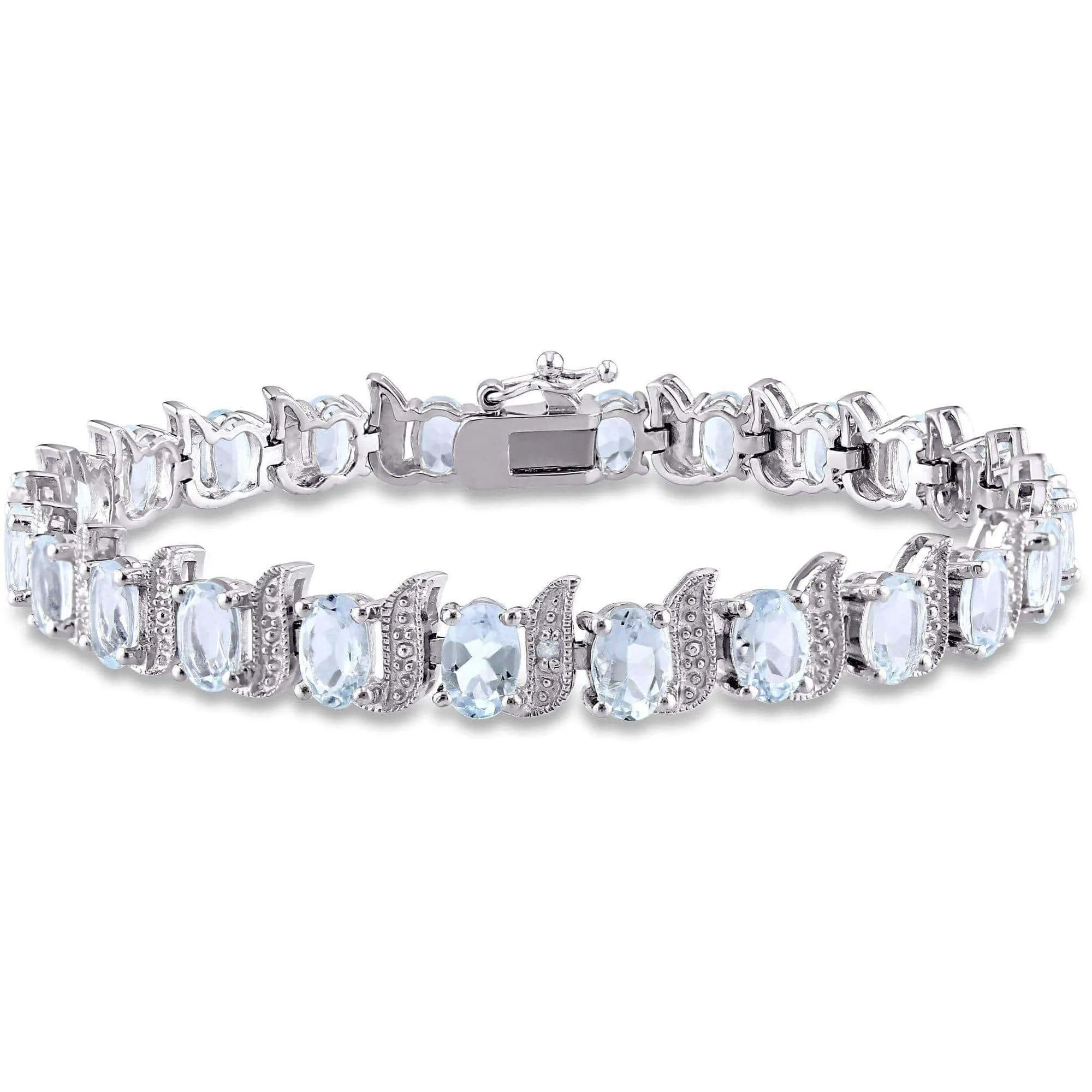 Natural Blue Topaz 925 Sterling Silver Tennis Bracelet Jewelry