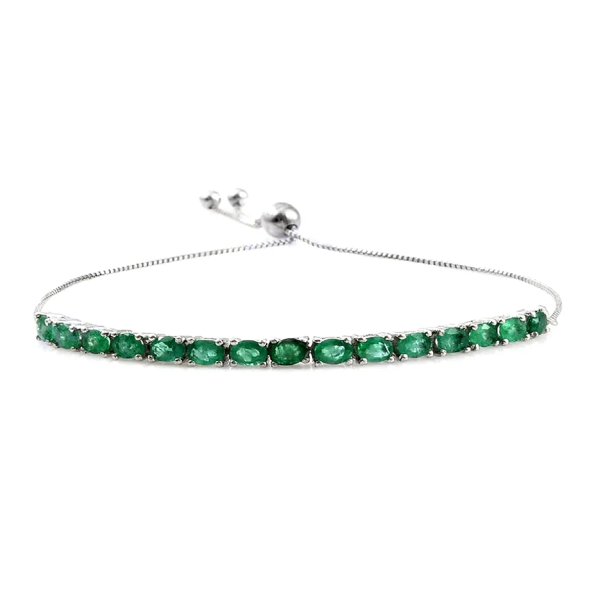 Natural Emerald 925 Sterling Silver Tennis Bracelet Jewelry