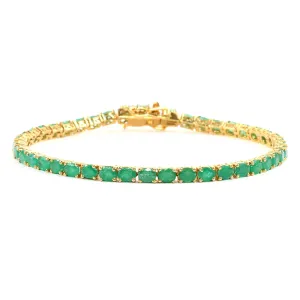 Natural Emerald 925 Sterling Silver Tennis Bracelet Jewelry