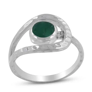 Natural Emerald Gemstone Sterling Silver Ring